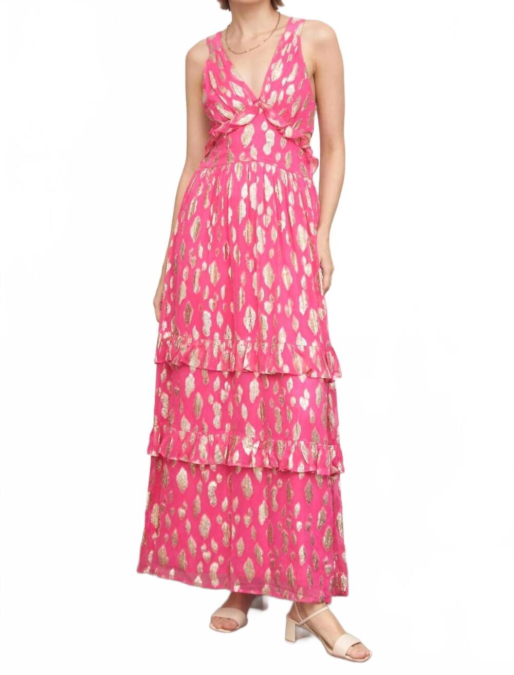 NEW EN CREME metallic polka dot maxi dress in pink